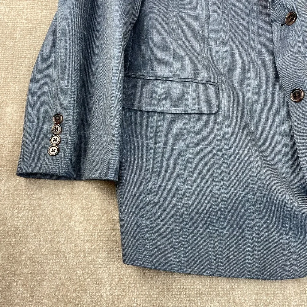 Lauren‎ Ralph Lauren Sport Coat Mens 52R Blue Plaid Notch Lapel Single Vented